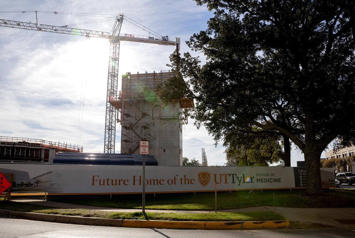 The UT Tyler School of Medicine under construction on Dec. 7, 2023. In February 2020, the UT System announced they would establish a medical school in Tyler.